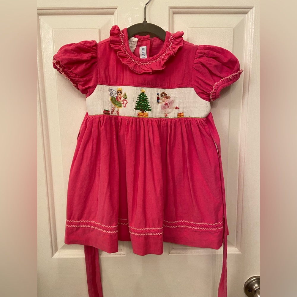 Pink Holiday Dress with Embroidered Design
